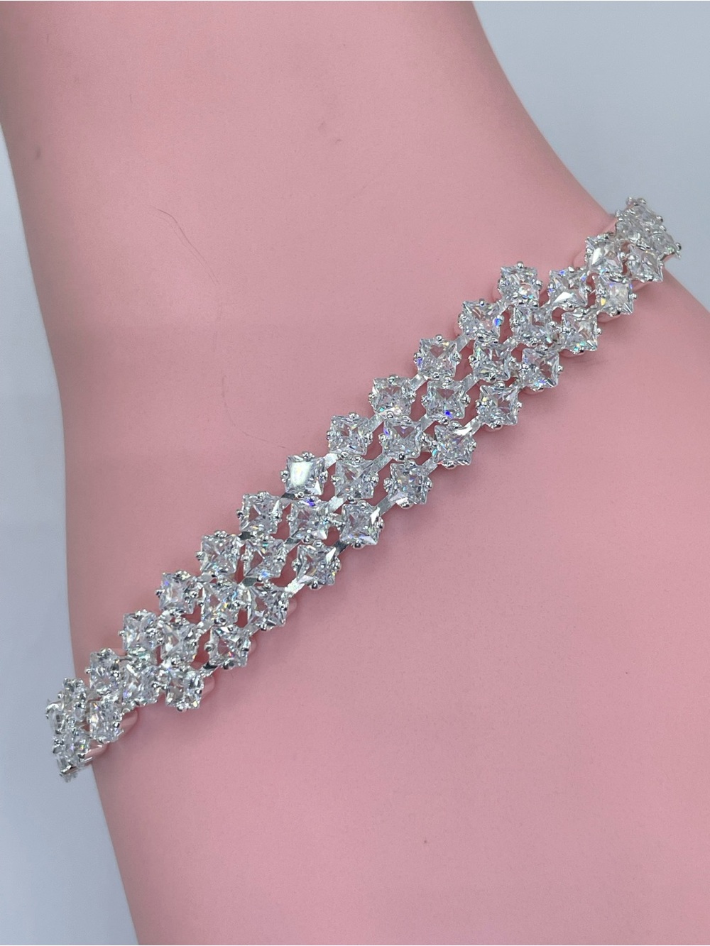 Swarovski Crystal Elements White Crystal Statement Tennis Bracelet Bridal